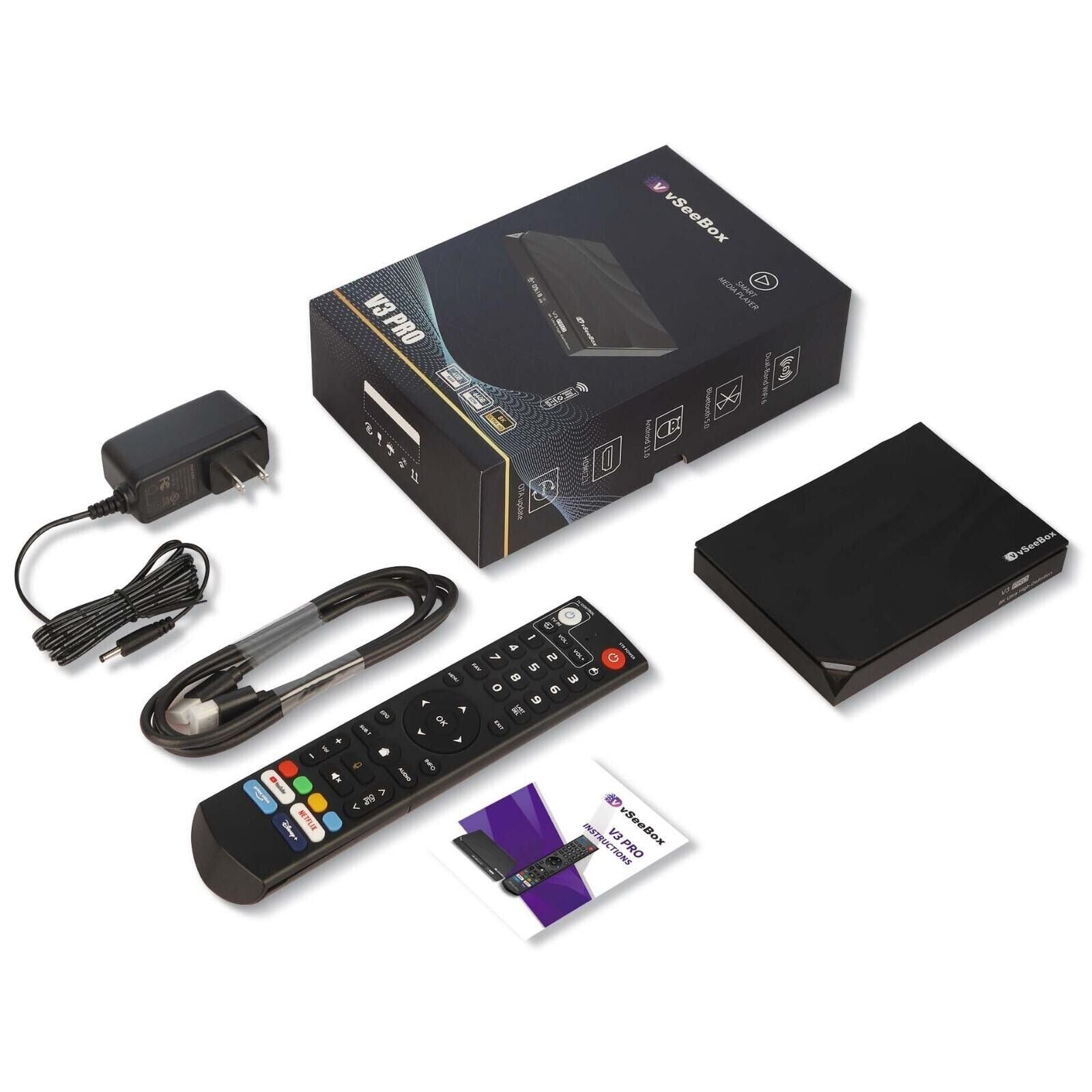 vSeeBox V3 Pro 8k Android TV 11 Stream Box, Voice Control Remote, 4Gb RAM & 64 GB Media Player Free 3 day Shipping