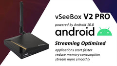 vSeeBox V2 Pro (Wholesale) Fully-Loaded 8k Android TV 10 IPTV Stream Box, Voice Control Remote, 4Gb RAM & 32 GB Media Player