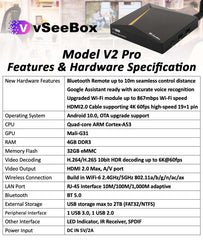 vSeeBox V2 Pro (Wholesale) Fully-Loaded 8k Android TV 10 IPTV Stream Box, Voice Control Remote, 4Gb RAM & 32 GB Media Player